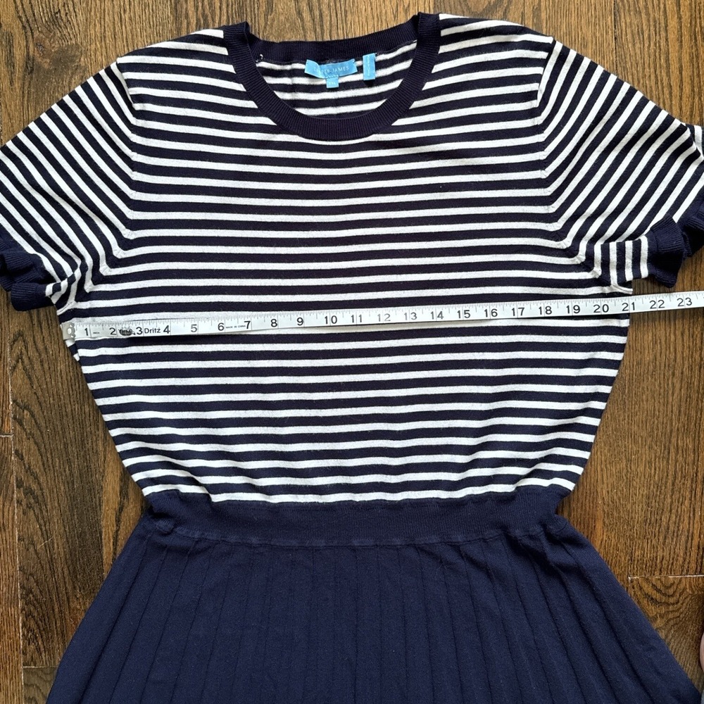 Draper James Knit Dress XXL Nautical Striped Ruffle Sleeve Pleated Skirt Stretch - Picture 6 of 13